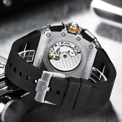Elegant Richard Clock Luxury Mechanical Skeleton Watch Men Automatic Stainless Steel Chronograph
