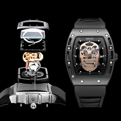 Pirate Skull Style Men Watch Military Waterproof Skeleton Wristwatch For Man Silicone Luminous Quartz Watch