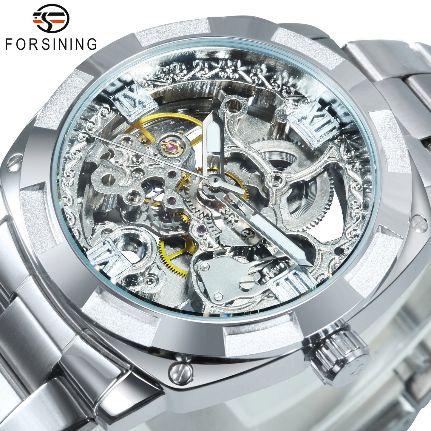 Transparent Skeleton Watch for Men Mechanical Automatic Mens Watches Top Brand Luxury Design Fashion Engraving