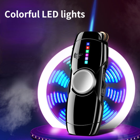 Creative With LED Light Fidget Spinner Inflatable Windproof Lighter Smoking Accessories For Men Smoking Accessories